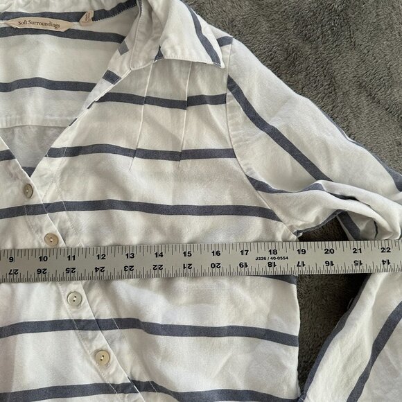 Soft Surroundings Washed Tencel Tunic Assymetrical Blouse SMALL Striped - Picture 6 of 9
